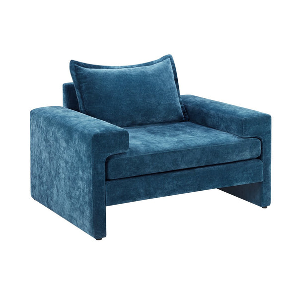English Elm Christopher Knight Home® - Chenille Oversized Armchair with Thick Cushion and Wide Armrests, Ergonomic Back for Cozy Living Spaces Blue N763P314419C