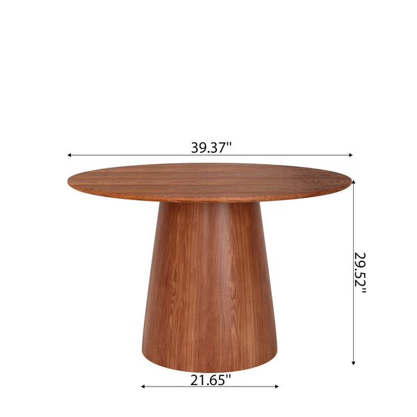 English Elm 39" Round Walnut Solid Wood Dining Table for 2-4, Eco-Friendly Rubberwood Top, Durable Stable Design T3833S00039