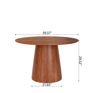 English Elm 39" Round Walnut Solid Wood Dining Table for 2-4 — Eco-Friendly, Durable Rubberwood Base, Easy Assembly & Care T3833S00039