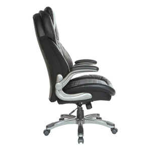 OSP Home Furnishings Bonded Leather Executive Office Chair with Lumbar Support and Ergonomic Adjustable Seat Titanium ECH620867-EC3