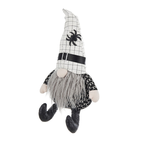 English Elm Set Of 2 Handcrafted Fabric Sitting Gnomes With White Spider Hat For Charming Halloween Decor W2078P237605-GIGA