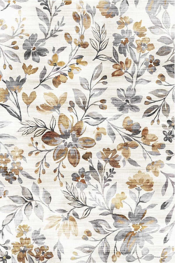 English Elm SPHINX 22005Z-7 40"x60" Washable Indoor/Outdoor Non-Slip Rug — Durable Low-Pile White & Gray Accent B186P261384