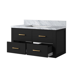 English Elm Black Single-Sink Vanity With Luxurious Carrara Marble Top, Solid Wood, Soft-Close Hardware B2731P257952