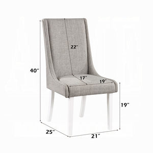 English Elm Classic Weathered Finish Side Chairs Set of 2 with Turned Legs, Padded Linen-Style Upholstery and Trim Gray,White 27 L x 23 W x 30 H B2741P334811