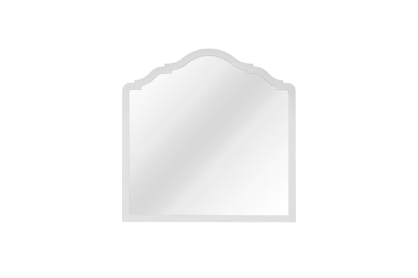English Elm Small Teen Mirror Cement - Arched Solid Wood Frame in Soft White-Cement Finish, Clear Glass Reflection, Perfect Pairing with Citrus Heights Dresser B2699P386487
