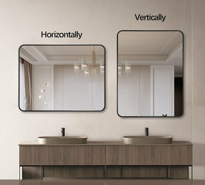 English Elm 24X36 Black Metal Framed Rectangular Bathroom Mirror - Modern Design For Stylish Spaces & Safety W2203P302700