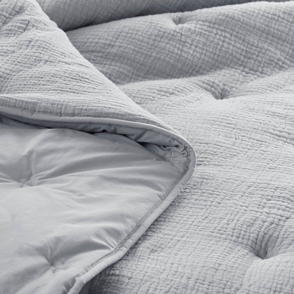 English Elm 3-piece King Cotton Muslin Quilt Set Crinkled Embroidered Coastal Farmhouse Bedding B035P408346