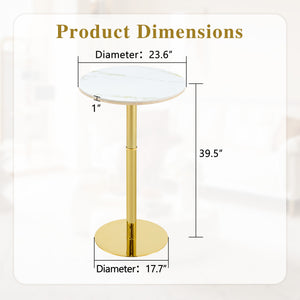 English Elm Rock Slab Round Bar Table with Gold Stainless Steel Base for Modern Home Entertaining W2920P443467