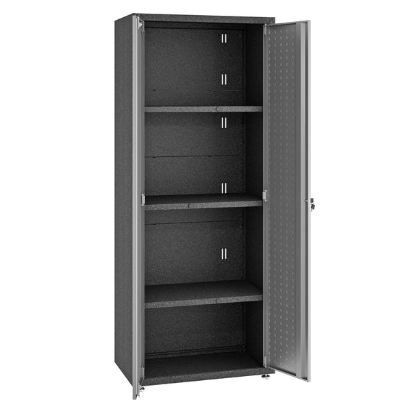 English Elm Rolling Metal Garage Cabinet with Locking Doors Diamond Texture Industrial Storage Dark Grey B365P398230