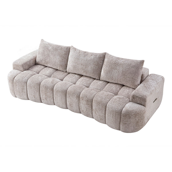 English Elm 100" Oversized Curved Boucle Sectional Sofa Channel Tufted 3 Seat Modern Living Room Camel W5515P496938