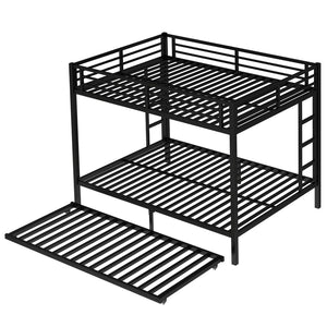 English Elm Queen Metal Bunk Bed With Twin Trundle - Stylish Space-Saving Solution For Shared Bedrooms Or Guests W1580S00131-GIGA