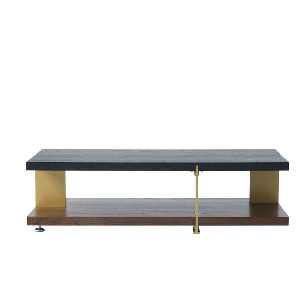English Elm Classica Rectangle Coffee Table With Walnut Finish & Black Metal Frame – Stylish Two-Tier Design B341P321160