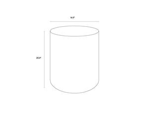 Sunpan Diaz End Table - Stylish Concrete Drum Design with Dark Timber Top, Perfect for Modern Spaces Marble Look / Antique Brass