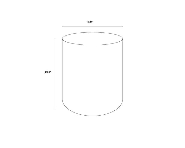 Sunpan Diaz End Table - Stylish Concrete Drum Design with Dark Timber Top, Perfect for Modern Spaces Marble Look / Antique Brass