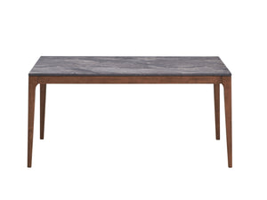 English Elm Bevis Engineered Stone Top Dining Table with Walnut Finish, Marble Grain Surface, Durable Rubber Wood Frame B2726P268644