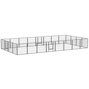 English Elm 220.5" Modular Steel Dog Playpen 24 Panels Lockable Doors Indoor Outdoor Pet Fence T3971S00064