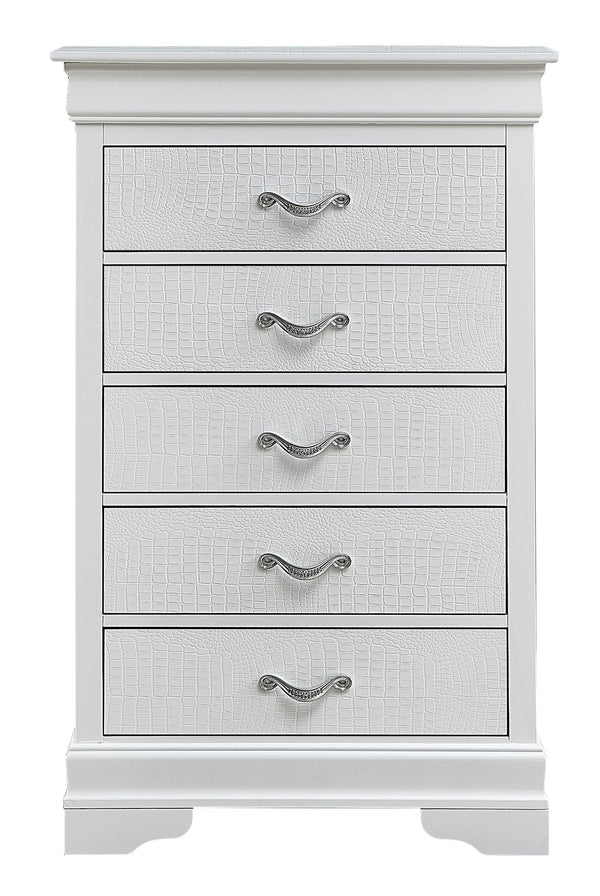 English Elm Lorana Silver Champagne Croc Textured Chest with Generous Storage, Sleek Wood Veneer Design Champagne 51 L x 33 W x 18 H B078108361