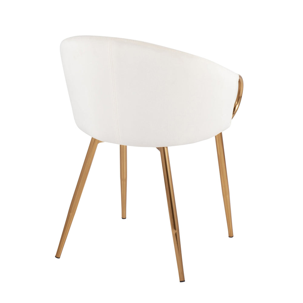 English Elm Claire Contemporary Glam Chairs Set Of 2 In Cream Velvet & Gold Metal - Perfect For Dining & Office B202S01352