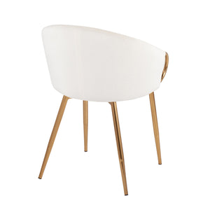 English Elm Claire Contemporary Glam Chairs Set Of 2 In Cream Velvet & Gold Metal - Perfect For Dining & Office B202S01352