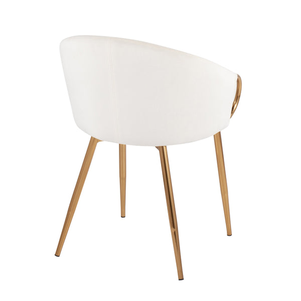 English Elm Claire Contemporary Glam Chairs Set Of 2 In Cream Velvet & Gold Metal - Perfect For Dining & Office B202S01352