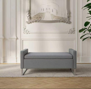 English Elm 47" Upholstered Storage Ottoman Bench with Metal Base for Bedroom or Entryway W5325P427119