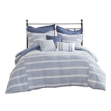 Madison Park Signature Noble  9 Piece Cotton Oversized Comforter Set MPS10-483 Blue