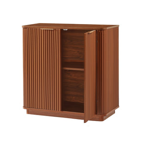 English Elm 31.5'' Buffet Cabinet Sideboard with Curved Wave Front, Compact Storage Console for Entryway & Living Areas Walnut W1820P352261