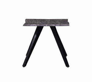 English Elm Modern Square End Table Acacia Wood Top with Angular Metal Legs, Durable 24" Cube Accent Sofa Table Gray/Black B2741S00011