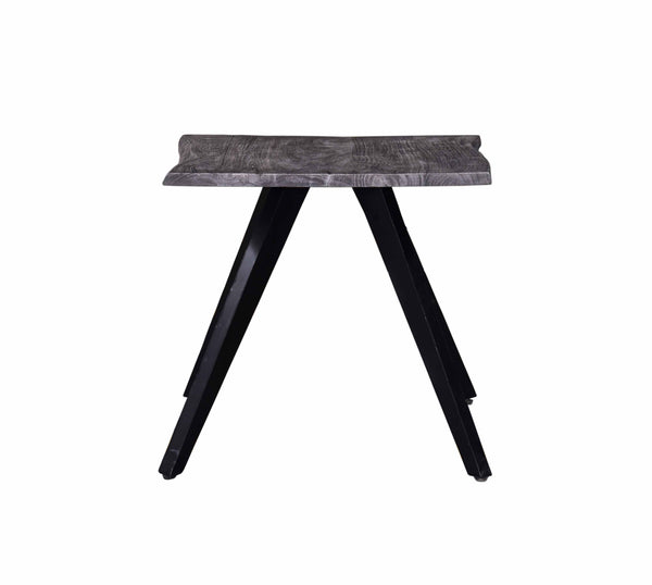 English Elm Modern Square End Table Acacia Wood Top with Angular Metal Legs, Durable 24" Cube Accent Sofa Table Gray/Black B2741S00011