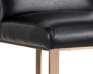 Sunpan Dean Bar Stool with Exposed Brass Frame and Luxurious Bonded Leather for Stylish Spaces Antique Brass / Cantina Black