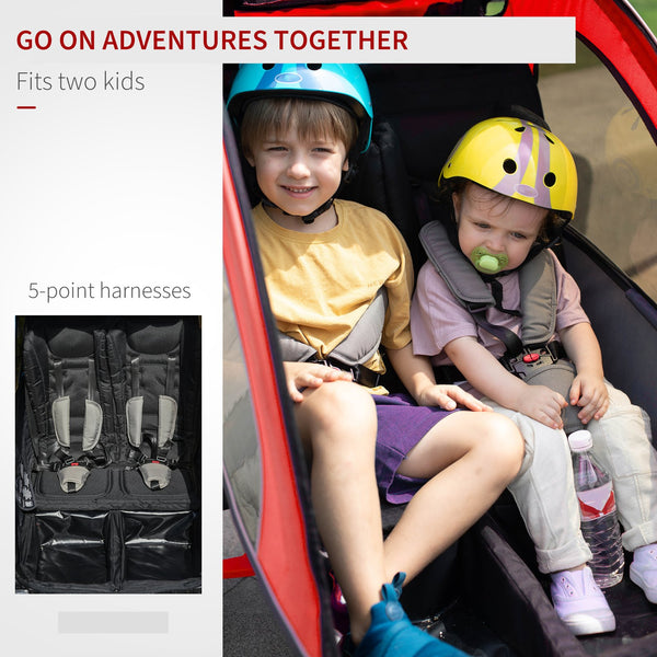 English Elm Aosom 3 in 1 Kids Bike Trailer Jogger Stroller Aluminum Frame Rubber Tires W2225P200440