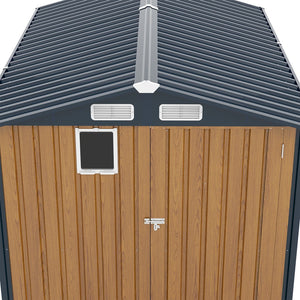 English Elm 6x8ft Outdoor Steel Storage Shed Lockable Vented Galvanized Metal Garden Backyard Tool Unit Yellow W1598P361332
