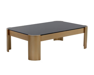 Sunpan Irvine Coffee Table - Modern Smoked Glass & Brushed Gold Base for Chic Contemporary Living Spaces