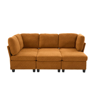 English Elm UNITED Modular 6-Seat Sectional Sofa with Removable Ottoman, Storage Compartments, Convertible Comfort Orange W1568S00246