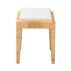 English Elm Bohemian Woven Rattan Round Footstool with Cushion for Living Room Boho Decor B2750P467652