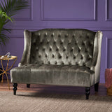 Christopher Knight Home® - Noble House - Leora Modern Glam Tufted Velvet Wingback Loveseat