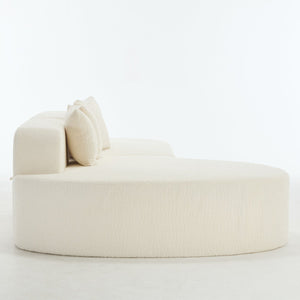 English Elm 110.2 Curved L-Shape Boneless Couch White - Deep-Seat Sectional with 5 Pillows, Memory Foam Comfort W1249S00009