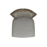 English Elm Triomphe Rattan Wicker High Back Armless Counter Bar Stool, Heathered Grey Linen