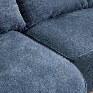 English Elm 124.5-inch Curved Chenille Sectional Sofa with Pillows Deep Seat Living Room Couch Blue W3612S00025