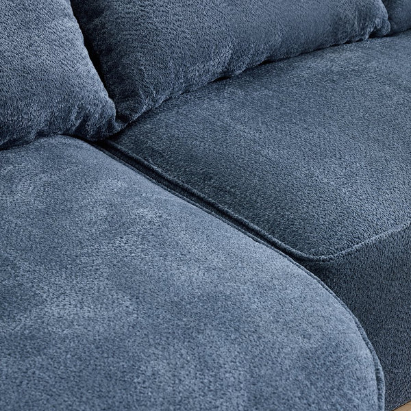 English Elm 124.5-inch Curved Chenille Sectional Sofa with Pillows Deep Seat Living Room Couch Blue W3612S00025