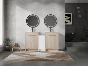 English Elm 60 Inch Freestanding Bathroom Vanity With Ceramic Sink, Soft-Close Doors & Ample Storage Space W999S00316