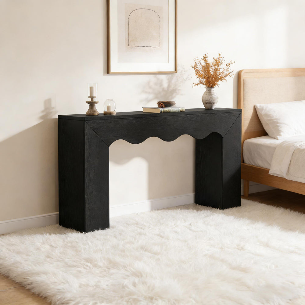 English Elm Wood Solid Fir Console Table Handcrafted Farmhouse Style for Entryway or Sofa T3971P449800