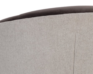 Sunpan Sheva Dining Armchair - Elegant Barrel Back Design In Ernst Sandstone & Meg Ash For Ultimate Comfort Taupe Fabric 111223