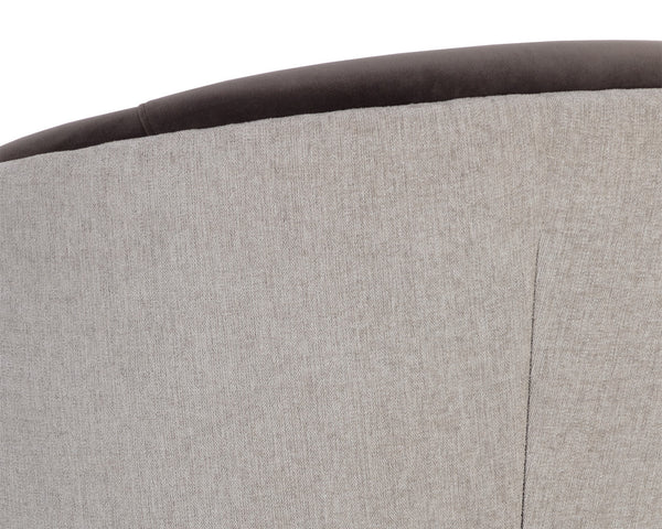 Sunpan Sheva Dining Armchair - Elegant Barrel Back Design In Ernst Sandstone & Meg Ash For Ultimate Comfort Taupe Fabric 111223