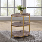 OSP Home Furnishings Renton 3-Tier Oval Table Brown Stone/Soft Gold