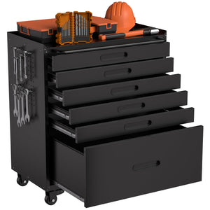 English Elm 34.3" Rolling Steel Tool Cabinet with 3 Drawers Lockable Doors and Pegboard Side Panels T2398P442673