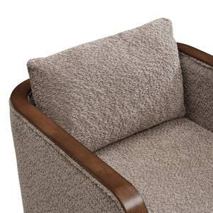 English Elm 25.25" Boucle Upholstered Accent Dining Chairs Mid-century Rubberwood Frame Set of 2 Taupe,Walnut N771P392217S