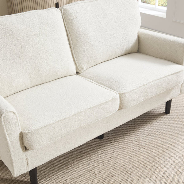 English Elm Loveseat Mid Century Modern Two-Seater Sofa with USB Type-C Charging, Removable Zipper Covers, Durable Wood Legs Beige W395P238823