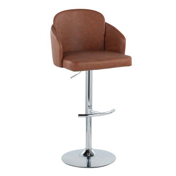 English Elm Fixed-height Swivel Counter Stools with Faux Leather Seats and Chrome Footrest Set of 2 Camel B202S02177