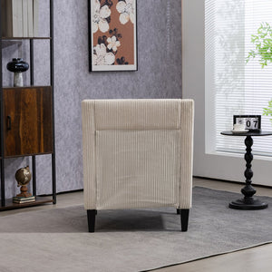 English Elm COOLMORE Modern Accent Chair with Plush Corduroy Upholstery, Solid Wood Frame and Two Pillows Beige W395P195355